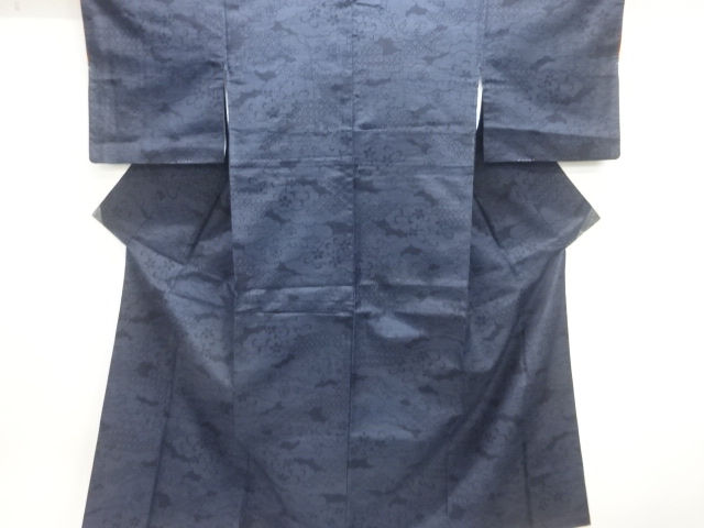 JAPANESE KIMONO / TSUMUGI / WOVEN CLOUD & ARABESQUE FLOWER